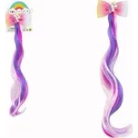 Spona do vlasů mašle s jednorožcem s duhovým příčeskem kov/plast
