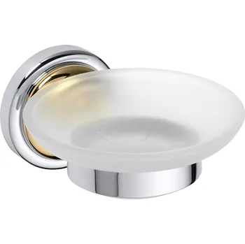 Mýdlenka RETRO zlato-chrom: Mýdlenka skleněná