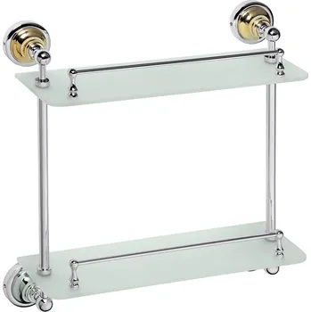 Koupelnový nábytek RETRO zlato-chrom: Polička skleněná dvojitá