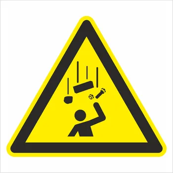 POZOR na padající předměty ISO 7010 plast 0,5mm 200 x 200 mm