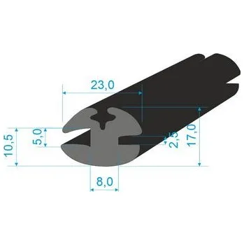 Těsnění do okna a dveří 00597072 1918 Profil pryžový 17x23/5/2,5 EPDM