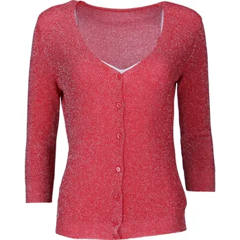 Dámský svetr D&Z DZ-8659 svetřík propínací lurex barva: červená