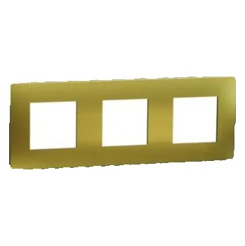 vypínač Unica Studio Metal NU280662M Rámeček trojnásobný, Gold/Černý, Schneider Electric