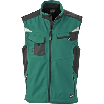 Pánská bunda Daiber Pracovní softshell vesta Workwear Softshell Vest JN845 Barva: Zelená tmavá - Černá, Velikost: 3XL