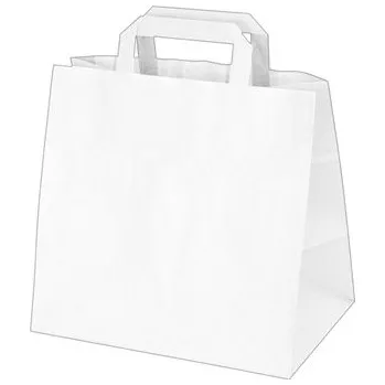 Jednorázové nádobí Papírová taška 32+21x33cm bílá, 50 ks 100030407