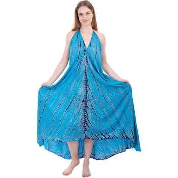 Dámské šaty Dlouhé azurové modré batikované šaty Tripta Cyan, Sittar UNI