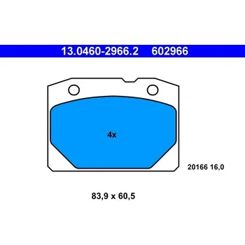 Brzdový systém Sada brzdových destiček, kotoučová brzda ATE 13.0460-2966.2