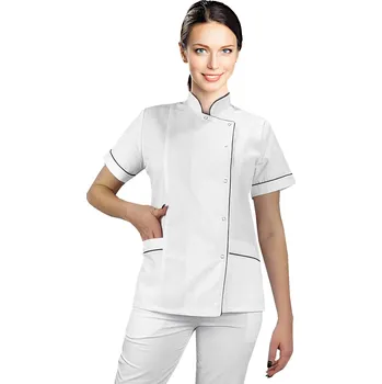 Zdravotnický oděv Kosmetické lékařské sako bílá s tmavě modrým lemováním (46)