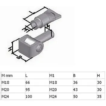 pant Závěs seřizovatelný se závitovou vložkou M20 nosnost 50kg (Závěs seřizovací dveřní brankový vratový pro vrata bránu dveře)