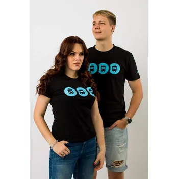 Dámské tričko Ikony trakcí tyrkysové - triko dámské černé S