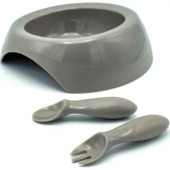 dětská jídelní sada Difrax Učící jídelní sada pro batole Clay Šedobéžová