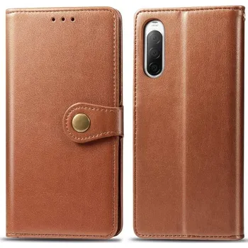 Pouzdro na tablet VSECHNONAMOBIL 26371 LEATHER BUCKLE Peněženkový obal Sony Xperia 10 II hnědý