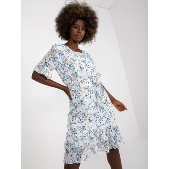 Dámské šaty Volánkové šaty Lakerta bílé s kvítky EU velikost: L