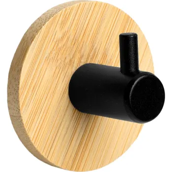 Držák na ručník Nástěnný věšák na ručníky KENDAR bambus/černý