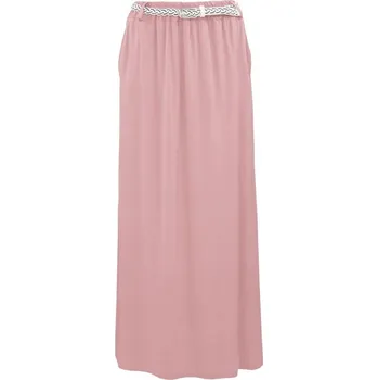 Dámská sukně Letní jednobarevná dlouhá sukně s páskem SU4679 - světle růžová - vel. UNI