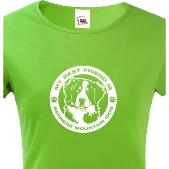 Dámské tričko Dámské tričko Bernský salašnický pes kulatý motiv, Barva Zelená, Velikost S, Canvas Dámské tričko s krátkým rukávem 1293