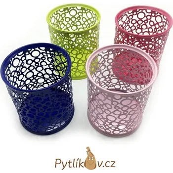 Penál Kovový stojánek na tužky kulatý PK18-26 (Kovový stojánek na tužky kulatý barevný, vhodný pro pastelky nebo tužky, rozměry 8x9,5cm. Obj. č. 3902.)