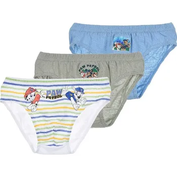 Trojbalení slipů Paw Patrol - bílá/šedá/modrá Velikost: 116/128