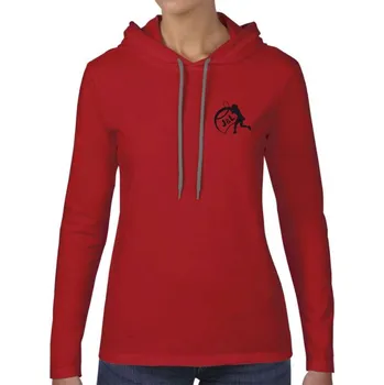 Dámské tričko J&L Dámské triko s dlouhým rukávem a kapucí Barva: Červená, Velikost: S