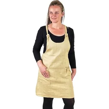 Dámské šaty imago Lněné šaty s laclem, pískové, velikost M