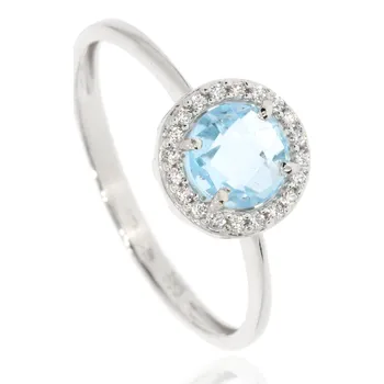 Prsten Zlatnictví Helios Zlatý prsten s topazem a zirkony Velikost: 54, Váha: 2,0g