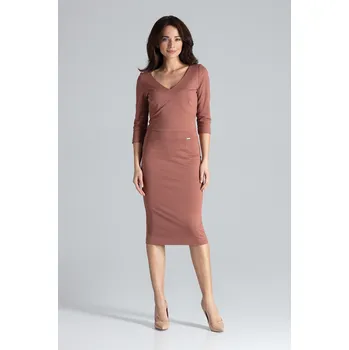 Dámské šaty Elegantní pouzdrové šaty K476 Brown Velikost: L