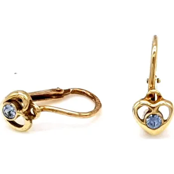 Náušnice Zlaté dívčí náušnice ze žlutého zlata zdobené modrým kamenem