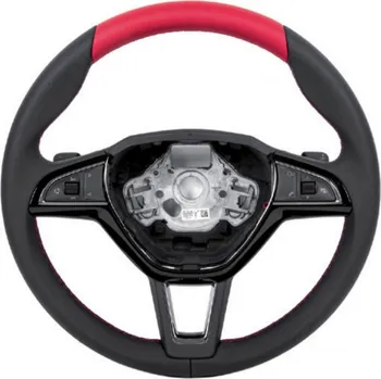 Potah na volant Tříramenný kožený volant ŠKODA (kulatý-DSG)