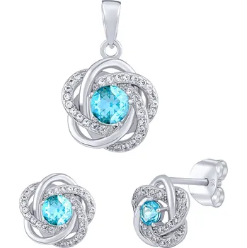 Souprava šperků Stříbrný set šperků ROSALYN - náušnice a přívěsek s pravým Topazem Swiss a Brilliance JJJS0088TS