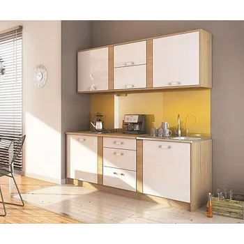 Kuchyňská linka Kuchyňská linka Iberia 220/220 bílý lesk/dub sonoma