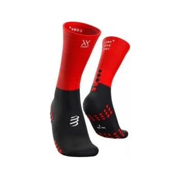 Běžecké oblečení COMPRESSPORT MID COMPRESSION SOCKS black / red T4 ponožky + DÁREK DLE VÝBĚRU!