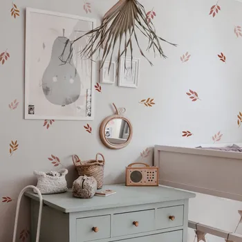 Samolepící dekorace Funlife Nálepky do dětského pokoje listy terra cotta 7 x 11 cm