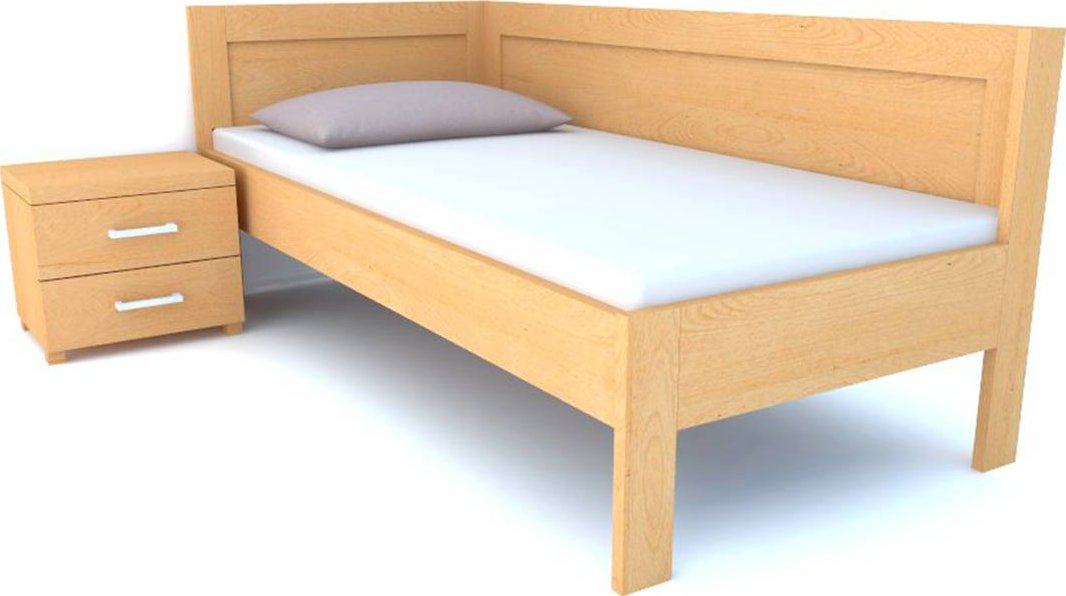 Postel Postelia TRIO do L, 90x200 cm, buk - Dřevěné jednolůžko z bukového masivu