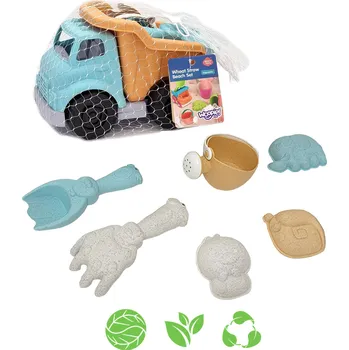 Pískoviště OEM WOOPIE GREEN Písková sada s autem 7 ks. BIOLOGICKY ROZLOŽITELNÝ BIO MATERIÁL