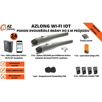 Pohon brány AZLONG Wi-Fi IoT - pohon dvoukřídlé brány do 6 m průjezdu