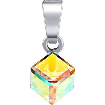 Přívěsek Stříbrný přívěsek kostka se Swarovski® Crystals 6 mm Aurore Boreale VSW4841P6AB