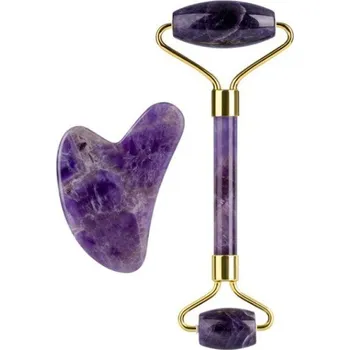 TEJPY.cz Sada masážního válečku na obličej a masážní pomůcky Gua Sha Amethyst