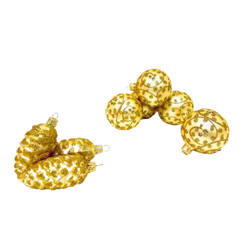 Vánoční ozdoba Irisa LUXUSNÍ SET Vánoční ozdoby ANITA - zlaté dekor větvičky , BOX 39 ks Velikost: 7 cm, Balení: 39ks, Barva: zlatá