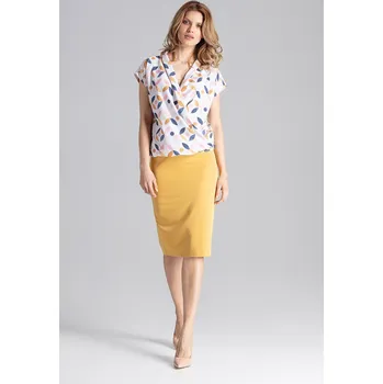 Dámská halenka Bílá překládaná blůza se vzorem M652 Pattern 103 Velikost: XL