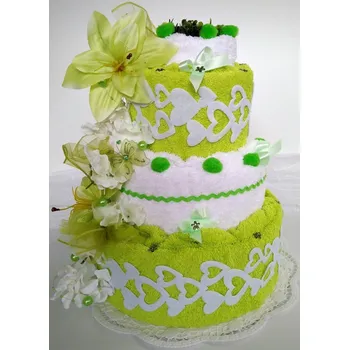 VER Textilní dort třípatrový žluto zelený