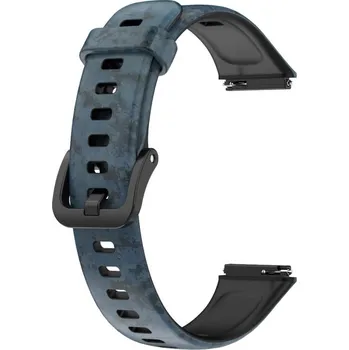 Příslušenství k chytrým hodinkám eses Silikonový řemínek s potiskem kamufláž pro Huawei Band 7 - Vzorovaný, šedý