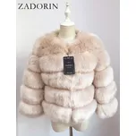 Dámský kožich zimní bunda chlupatý s 3/4 rukávy Barva: Khaki, Velikost: XL