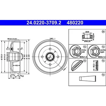 Brzdový buben Brzdový buben ATE 24.0220-3709.2