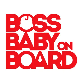 Polep vozidla SAMOLEPKA Boss baby on board (10 - červená) NA AUTO, NÁLEPKA, FÓLIE, POLEP, TUNING, VLASTNÍ TEXT, TISK, AUTOSAMOLEPKY.cz, POLEPY, OBRÁZEK, LOGO, SAMOLEPKY