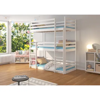 Dětská postel Dětská patrová postel Tedro 80 x 180 bílá + 3x matrace 