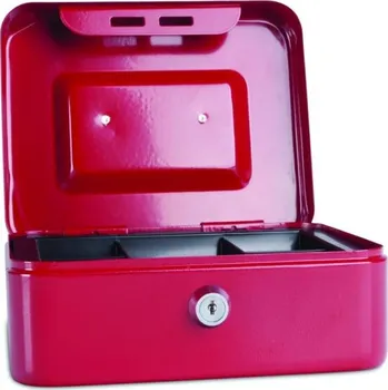 Příruční pokladna Pokladna kovová, 200 x 160 x 90 mm, červená
