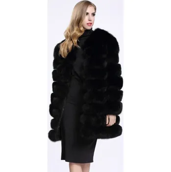 Dámská parka Masivní kožich dámská kožešinová bunda Barva: Černá, Velikost: L