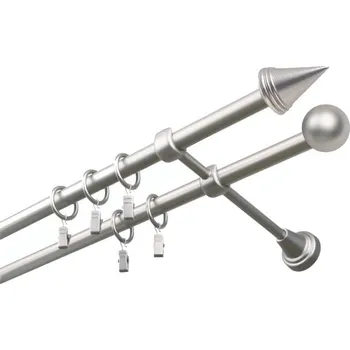 Garnýž kovová 130 cm dvouřadá - dvojitá 19 Hrot satina