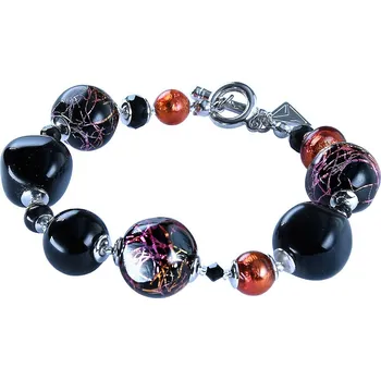 Náramek Lampglas Elegantní náramek Red Challenge z perel Lampglas