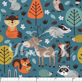 Zakázkový tisk, softshell, kočárkovina... Lesní zvířátka Látky k tisku: Fleece